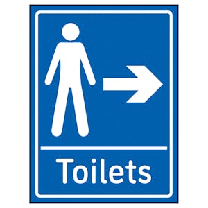 Mens Toilets Arrow Right Blue - Super-Tough Rigid Plastic