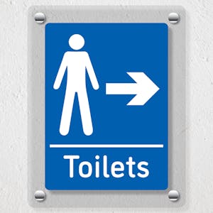 Mens Toilets Arrow Right Blue - Acrylic Sign