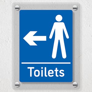 Mens Toilets Arrow Left Blue - Acrylic Sign