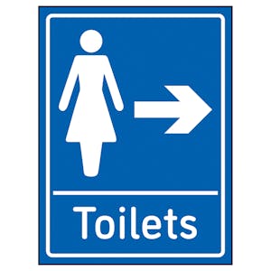 Womens Toilets Arrow Right Blue - Super-Tough Rigid Plastic