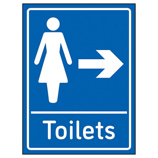 Womens Toilets Arrow Right Blue Toilet/Washroom Signs General Information Signs Safety