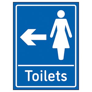 Womens Toilets Arrow Left Blue - Super-Tough Rigid Plastic