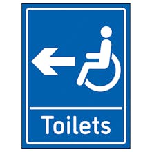 Disabled Toilets Arrow Left Blue
