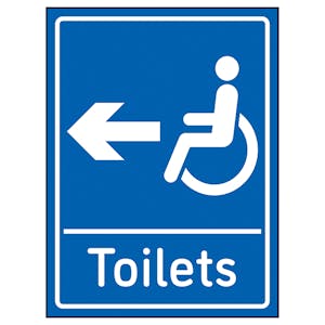 Disabled Toilets Arrow Left Blue - Super-Tough Rigid Plastic