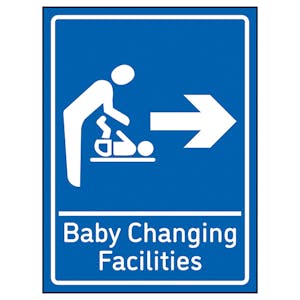 Baby Changing Facilities Arrow Right Blue - Super-Tough Rigid Plastic