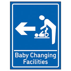 Baby Changing Facilities Arrow Left Blue - Super-Tough Rigid Plastic