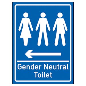 Gender Neutral Toilet Arrow Left Blue - Super-Tough Rigid Plastic