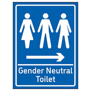 Gender Neutral Toilet Arrow Right Blue - Super-Tough Rigid Plastic