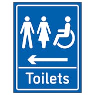 Mixed Toilets Arrow Left Blue