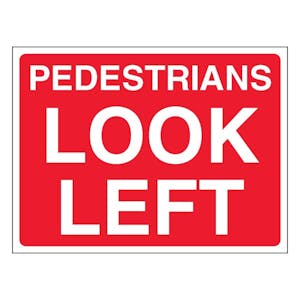 Pedestrians Look Left - Landscape - Red