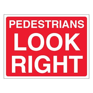 Pedestrians Look Right - Landscape - Red