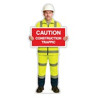 Life-Size Construction Worker Sign - John - Caution Construction Traffic