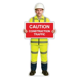 Life-Size Construction Worker Sign - John - Caution Construction Traffic