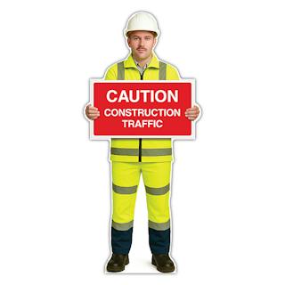 Life-Size Construction Worker Sign - John - Caution Construction Traffic