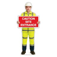 Life-Size Construction Worker Sign - John - Caution Site Entrance