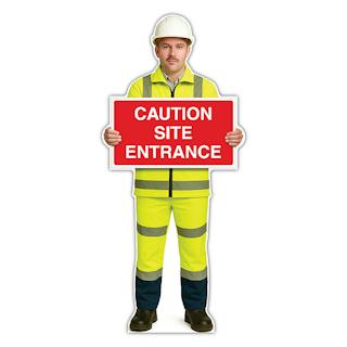Life-Size Construction Worker Sign - John - Caution Site Entrance