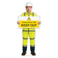 Life-Size Construction Worker Sign - John - Construction Site Keep Out
