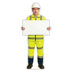 Life-Size Construction Worker Sign - John - Blank Whiteboard