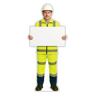 Life-Size Construction Worker Sign - John - Blank Whiteboard