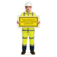 Life-Size Construction Worker Sign - John - Premises Protected By CCTV