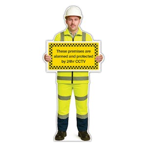 Life-Size Construction Worker Sign - John - Premises Protected By CCTV