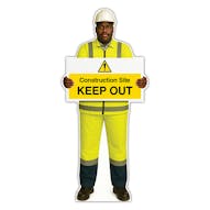 Life-Size Construction Worker Sign - Ahmed - Construction Site Keep Out