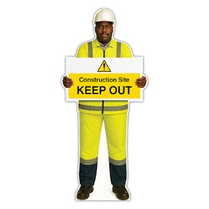 Life-Size Construction Worker Sign - Ahmed - Construction Site Keep Out