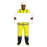 Life-Size Construction Worker Sign - Ahmed - Blank Whiteboard
