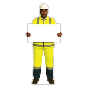 Life-Size Construction Worker Sign - Ahmed - Blank Whiteboard