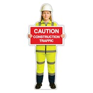 Life-Size Construction Worker Sign - Sofia - Caution Construction Traffic
