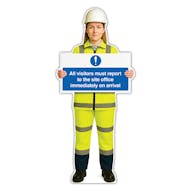 Life-Size Construction Worker Sign - Sofia - Report To Site Office Arrival