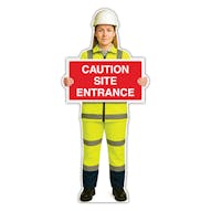 Life-Size Construction Worker Sign - Sofia - Caution Site Entrance