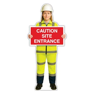 Life-Size Construction Worker Sign - Sofia - Caution Site Entrance
