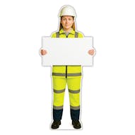 Life-Size Construction Worker Sign - Sofia - Blank Whiteboard