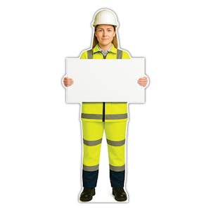 Life-Size Construction Worker Sign - Sofia - Blank Whiteboard