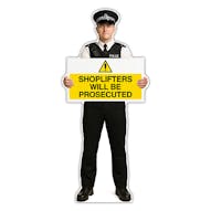 Life-Size Police Officer Sign - Daniel - Shoplifters Will Be Prosecuted