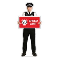 Life-Size Police Officer Sign - Daniel - 20 MPH Speed Limit