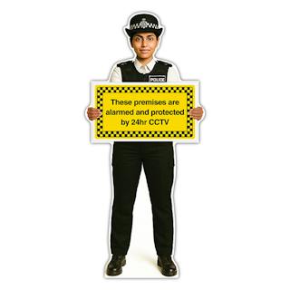 Life-Size Police Officer Sign - Nicole - Premises Protected By CCTV