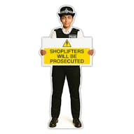 Life-Size Police Officer Sign - Nicole - Shoplifters Will Be Prosecuted