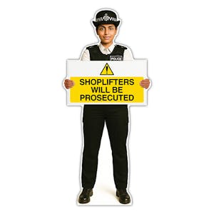 Life-Size Police Officer Sign - Nicole - Shoplifters Will Be Prosecuted