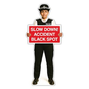 Life-Size Police Officer Sign - Nicole - Slow Down Accident Black Spot