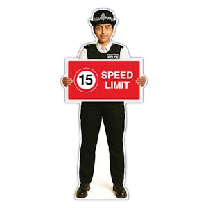 Life-Size Police Officer Sign - Nicole - 15 MPH Speed Limit