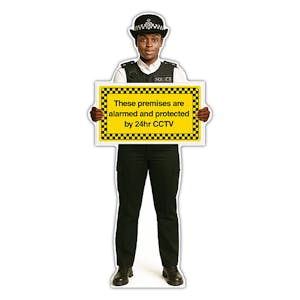 Life-Size Police Officer Sign - Maya - Premises Protected By CCTV