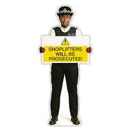 Life-Size Police Officer Sign - Maya - Shoplifters Will Be Prosecuted