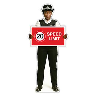 Life-Size Police Officer Sign - Maya - 20 MPH Speed Limit