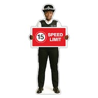 Life-Size Police Officer Sign - Maya - 15 MPH Speed Limit