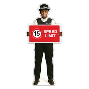 Life-Size Police Officer Sign - Maya - 15 MPH Speed Limit