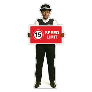 Life-Size Police Officer Sign - Maya - 15 MPH Speed Limit