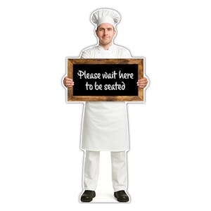 Life-Size Chef Sign - Marco - Please Wait Here To Be Seated
