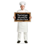 Life-Size Chef Sign - Marco - Locate Your Table Number And Order At The Bar